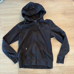 ** Roots Canada Zip Up Hoodie Black Full Zip Womens Small